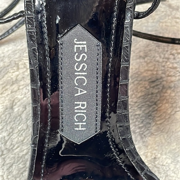 Jessica Rich Rich Sandal Stiletto Heel Croc Embossed Ankle Wrap Sz 37 - Picture 6 of 13